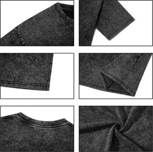 T-shirts délavés à l'acide pour hommes T-shirt ample 100% coton pour hommes T-shirt unisexe surdimensionné avec logo personnalisé - Product Image 4