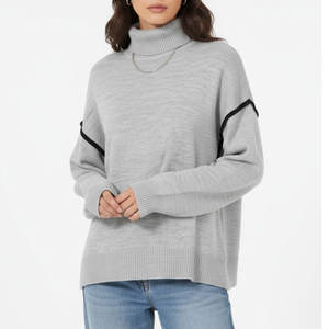 Women's Ribbed Cuffs Oversized <b>Mock</b> <b>Neck</b> 280/300gsm Heavyweight Polyester/Spandex Eco-Friendly Winter Sweatshirt Y2K Streetwear - Product Image 4