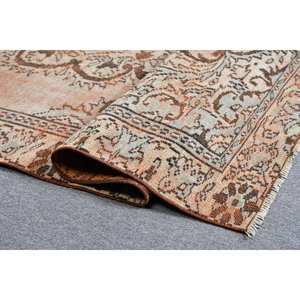 Alfombra turca Vintage marrón Beige clásica 5,6X8,5 pies respaldo de látex de lana Patchwork para cabecera estilo rectangular-modelo Tabriz - Product Image 2