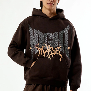 Venta al por mayor de Sudadera con capucha de gran tamaño de los hombres de la caída del hombro de peso pesado pulóver logotipo personalizado en blanco Streetwear sudadera - Product Image 1