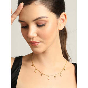 Collar CLARA Vintage de Plata de Ley 925 con Colgante de Luna y Estrella, Bañado en Rodio y Oro, con Diamante y Perla como Piedra Principal, Ideal para Regalo - Product Image 4