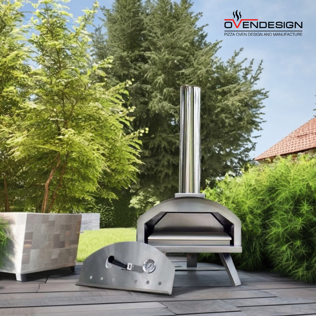 Ovendesign 13" Modern Multi-Fuel Pizza Oven Hybrid 2-in-1 Wood-fired/Gas Portable Outdoor Use Fast-Heating Durable Lightweight