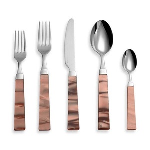 ABS Plastic Handle Full Tang Stainless Steel Spoon <b>Fork</b> Knife Dinner Silverware Flatware Set Metal 16pcs Luxury Cutlery Set - Product Image 1