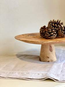 ถาดไม้อาคาเซียแบบขาสูงทำจากไม้อะคาเซียแท่นวางเค้กสำหรับเสิร์ฟเค้กและผลไม้ - Product Image 6