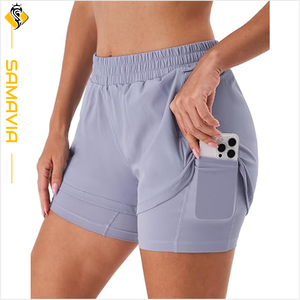 Pantalones cortos para correr de secado rápido con estampado de leopardo y cintura alta para mujer, ligeros, transpirables, listos para entrenar, para enviar al mercado de la UE/EE. UU. - Product Image 2