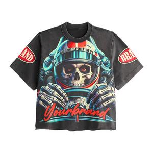 T-shirt personnalisé poids lourd Boxy recadrée surdimensionné délavé à l'acide 100% T-shirt pour homme en tissu tricoté en coton de luxe design Streetwear - Product Image 1