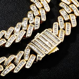 Chaîne à maillons cubain Moissanite 12mm coupe baguette-Collier Hip Hop pour hommes, chaîne Streetwear mode Moissanite en argent 925 pour hommes - Product Image 4