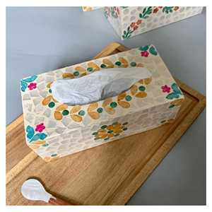 Caja de pañuelos de madera de nácar, caja de pañuelos de madera natural con incrustaciones de concha de nácar para decoración de interiores de boutique, Vietnam - Product Image 3