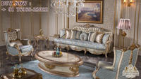 Juego de Muebles de Sala de Estar de Lujo Royal Kingdom, Estilo Barroco Americano y Maharaja, Madera de Teca, Sofá de 8 Plazas