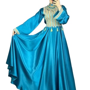 Robes Afghanes pour Femmes Grande Taille Personnalisables en Couleur et en Taille, avec Appliques en Dentelle, Volants, Broderies, Longueur Genou, Coupe Évasée, Motifs Floraux Vintage - Product Image 1