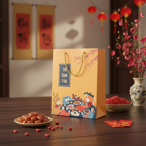 ถุงกระดาษเวียดนามเป็นมิตรกับสิ่งแวดล้อมหรูหราพร้อมพิมพ์ UV ตามสั่งสำหรับบรรจุภัณฑ์และของตกแต่งปีใหม่ - Product Image 3