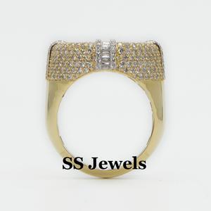 Bague personnalisable en argent 925 plaqué rhodium, style hip-hop, sertie de moissanite VVS en grappe circulaire baguette, pour hommes et femmes - Product Image 3