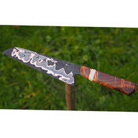 Handgemaakte Koperen Damascus Japanse Stijl Van 3-laags Stalen Smeedhandvat Gemaakt Van Gestabiliseerd Essenhout