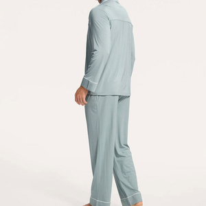 Conjuntos de Pijamas Personalizados con el Nombre de tu Marca para Hombre, Ropa de Dormir de Manga Larga, Pijamas de Satén 100% Seda, Traje de Noche de Verano - Product Image 3