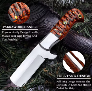 Cuchillo de Acero de Damasco al por Mayor OEM, Cuchillo de Caza con Mango Completo, Punta de Caída Fija, Funda de Cuero, Supervivencia en Campamentos, 1 Año - Product Image 6