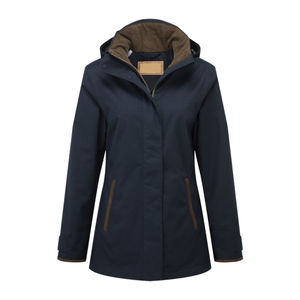 Veste imperméable pour femmes, toutes saisons, col montant, capuche coupe-vent, tissu enduit, fermeture à glissière, tissé, vente en gros Fabricant - Product Image 1