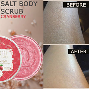 Exfoliante corporal de sal de arándanos nutritivo de la Unión Europea, suministro OEM, hecho con cuidado suave, exfoliante corporal herbal de coco en gel. - Product Image 3