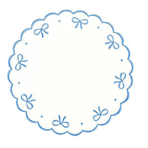 ชุดผ้ารองจานและผ้าเช็ดปากผ้าคอตตอนสีขาวขอบหอยพัดลายจุดสีฟ้าสำหรับใช้ในบ้านร้านอาหาร - Product Image 2