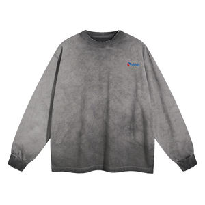 Camiseta de Manga Larga para Hombre, Lavado Ácido, Talla Grande, Algodón Casual, 275GSM, Peso Pesado, Personalizada, Fabricantes Personalizados - Product Image 3