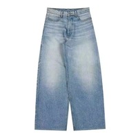 Jeans Baggy Délavés à l'Acide Tendance, Pantalons Droits Délavés et Déchirés pour Hommes, Jeans à Double Taille de Haute Qualité Personnalisés pour Hommes