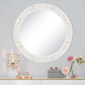 New Mother of Pearl Mirror Frames Shape Rectangle Gold Leaf <b>Wall</b> Wooden Frame to <b>Hang</b> on the <b>Wall</b> Wholesale by ARTISAN AURA - Product Image 3