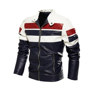 Haute qualité hommes décontracté moto coupe-vent mince fermeture éclair revers col Faux peau de mouton veste laine doublure Streetwear toile manteau - Product Image 1