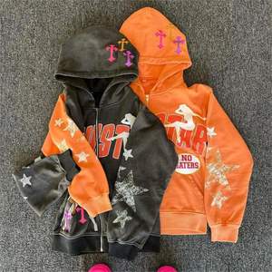 Sweat à capuche streetwear vintage avec logo personnalisé vente en gros 100% coton fermeture éclair taille XS impression numérique de qualité personnalisée hommes hiver - Product Image 4