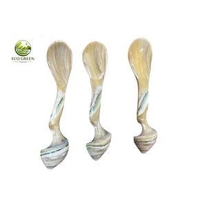 Cuillère à café en nacre naturelle, cuillère en coquillage faite à la main, manche en résine colorée, écologique, cuillère à dessert moderne de luxe Ho Chi - Product Image 2
