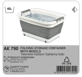 AFOSSA 30L (8Gal) Durable Multi-Purpose Pliable Organisateur Boîte de Rangement Pliable avec Roues Home Office Garage Sacs Empilables - Product Image 4