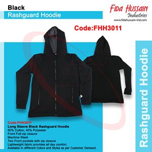 <b>Top</b> Quality <b>Long</b> <b>Sleeve</b> <b>Black</b> Rash Guard Hoodie for Men Wholesale Rash Guard Hoodie Breathable Rash Guard Hoodie With Zipper - Product Image 5