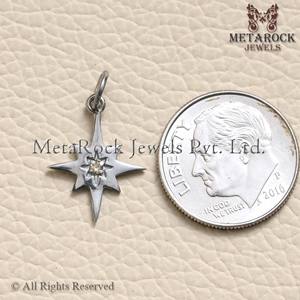 Colgante de estrella sólida 925, collar minimalista de diamante pavé, joyería hecha a mano, venta al por mayor - Product Image 4