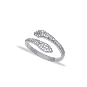 Trendy Two Head Zirconia Snake Design <b>Adjustable</b> <b>Ring</b> Turkish Wholesale 925 Sterling Silver Jewelry - Product Image 3