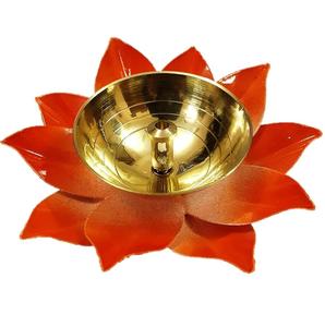Venta al por mayor aceite de latón indio Diya para rituales religiosos hindúes Pooja latón indio Diya superventas regalo de Diwali de color rojo - Product Image 5