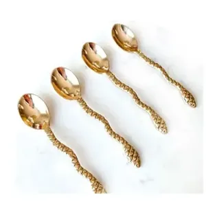 Ensemble de couverts en acier inoxydable à poignée en laiton de qualité supérieure Design élégant parfait pour les repas élégants et la vaisselle de cuisine moderne - Product Image 6