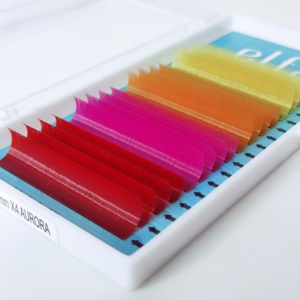 ELFA Factory Suministros profesionales Extensiones de pestañas multicolores Hylon Fibra Natural Largo Hecho a mano Color personalizado Rizo individual - Product Image 2