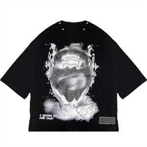Marken-T-Shirt von Hoher Qualität, 100% Schwere Baumwolle, Hip-Hop Vintage Tee, Acid Wash Bedrucktes Grafik-Monster-Helldesign T-Shirt für Herren - Product Image 3