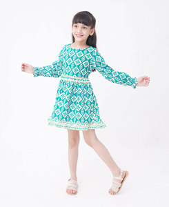 Girls Geometric Print Bohemian Dress Long Sleeve Beach <b>Mini</b> Cotton Chiffon O-Neck Regular Sleeve Eco-Friendly Breathable Summer - Product Image 4