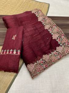 Sari en mousseline tendance et élégant pour les fêtes, avec broderie et sequins, achat en ligne en Inde, fournisseur et exportateur mondial - Product Image 6