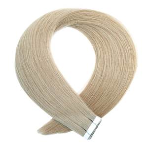 Extensions de cheveux humains Remy blond cendré à bandes adhésives, double épaisseur, lisses, trame invisible - Product Image 1