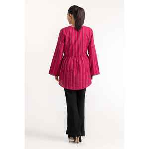 เสื้อเชิ้ตผ้าลินินสีชมพูสไตล์ลำลอง ปักลายดอกไม้สไตล์เกาหลี คอระบาย ไซส์ XXL สำหรับฤดูใบไม้ผลิ ฤดูร้อน ฤดูใบไม้ร่วง - Product Image 1