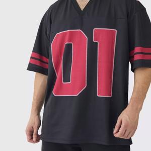Camiseta Deportiva de Malla Personalizada de Alta Calidad, Estilo Jersey Holgado, Cuello en V, Corta, Cuadrada, Unisex, para Fútbol Americano, 100% Poliéster - Product Image 3