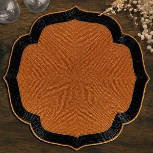 Set de table en coton brodé de perles de qualité supérieure, fait main, style contemporain, avec perles de rocaille - Product Image 2