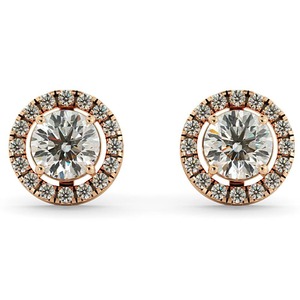Pendientes de Diamantes Redondos con Micro Halo de Diseño, 0.50 Ct, Diamantes Cultivados en Laboratorio en Platino, Regalo de Aniversario - Product Image 3