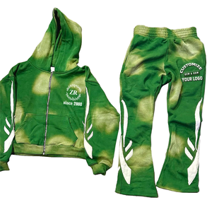 ชุดเซ็ตฮู้ดดี้ซิปปักลายสไตล์วินเทจแบบสตรีทแวร์ พร้อมกางเกงจ็อกเกอร์ซิปผ้าหนาสีซีดแบบซันเฟด สำหรับผู้ชาย - Product Image 3