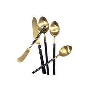 Juego de cubiertos de acero inoxidable de 5 piezas con tallos elegantes de estilo Americano negro vintage con vajilla de alta calidad - Product Image 3