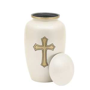Urn <b>for</b> Human <b>Ashes</b> Cremate Urn <b>for</b> Adult White Classic With Bronze Overlap Cross Urn <b>for</b> Human <b>Ashes</b> Full Size up to 200 - Product Image 3