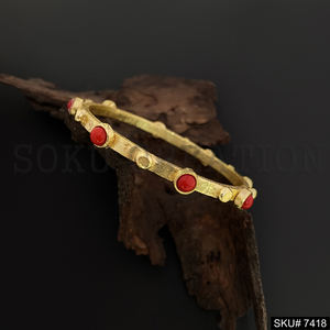 <b>Gold</b> Plated Handmade Designer Dotted Gemstone <b>Bracelet</b> Fashion Jewelry <b>Gold</b> Plated Cuff Design <b>Bracelet</b> Bangles <b>for</b> <b>Women</b> - Product Image 3