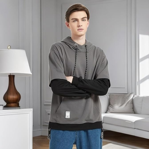 Sudadera con Capucha para Hombre, Estilo Vintage, Casual, con Estampado de Letras Digitales, de Felpa de Algodón y Spandex, Sudadera con Capucha y Parches Modernos - Product Image 5