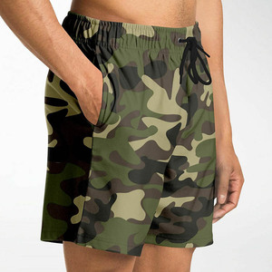 Camouflage Vert Plage Hommes Maille Shorts Mi-Longueur 7 Pouces Entrejambe Décontracté Designer Cordon Imperméable Solide Peint - Product Image 1