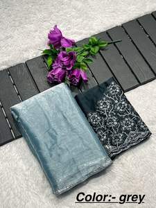 ส่าหรีผ้าไหมประดับเลื่อมสำหรับผู้หญิงเสื้อผ้าสำหรับงานแต่งงานสไตล์ปากีสถานที่สวยงาม - Product Image 6